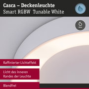 Casca Deckenleuchte aus weißem Material mit smart RGBW Tunable White Licht und IP44 Schutz