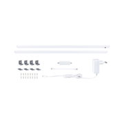 Weißes LED-Unterbauleuchten-Set mit zwei Leisten, Netzteil, Steckern und Montagematerial für Küchenbeleuchtung