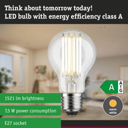 Warm white LED bulb with ultra-efficient energy use shown against a green forest background