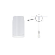 White metal cylindrical ceiling spotlight with LED socket for modern indoor lighting
