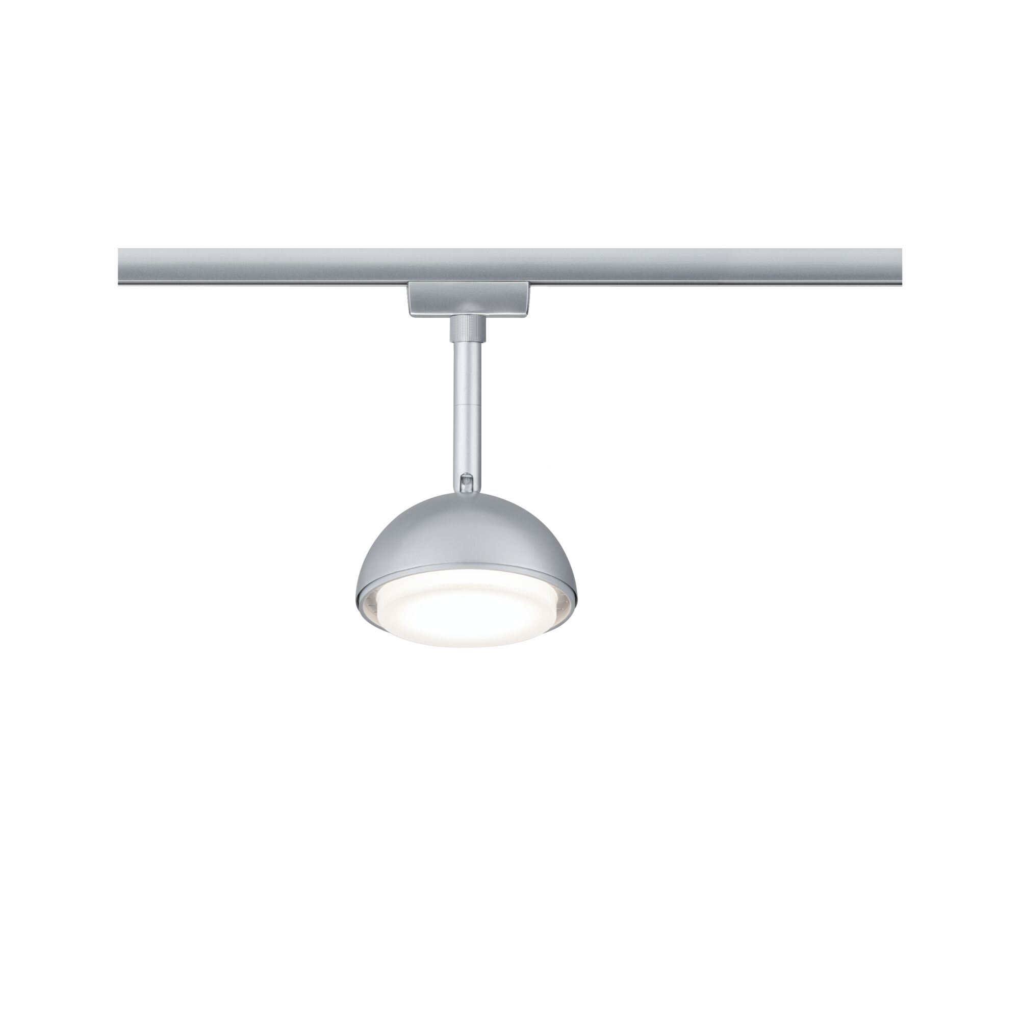 Sølv LED-skinne spotlight med halvrund metalhoved til moderne indendørs belysning