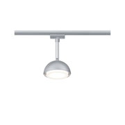 Silver LED ceiling light with round metal shade for modern indoor lighting solutions