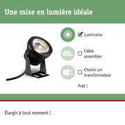 Projecteur LED extérieur noir avec support et câble pour éclairage de jardin et extérieur