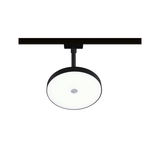 Round LED ceiling light with black metal frame and white diffuser for modern indoor lighting