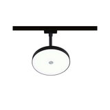 Round LED ceiling light with black metal frame and white diffuser for modern indoor lighting