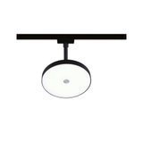 Rund LED-loftlampe med sort metalramme og hvid diffusor til moderne indendørs belysning