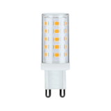 Compact G9 LED bulb with clear casing and warm white LEDs for energy-efficient lighting