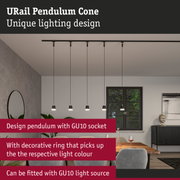 Black URail Pendulum Cone pendant lights with GU10 socket in modern dining room with wood and grey accents