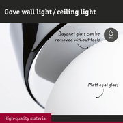 Gove wall light with matt opal glass and removable bayonet glass, IP44 rated for bathroom use
