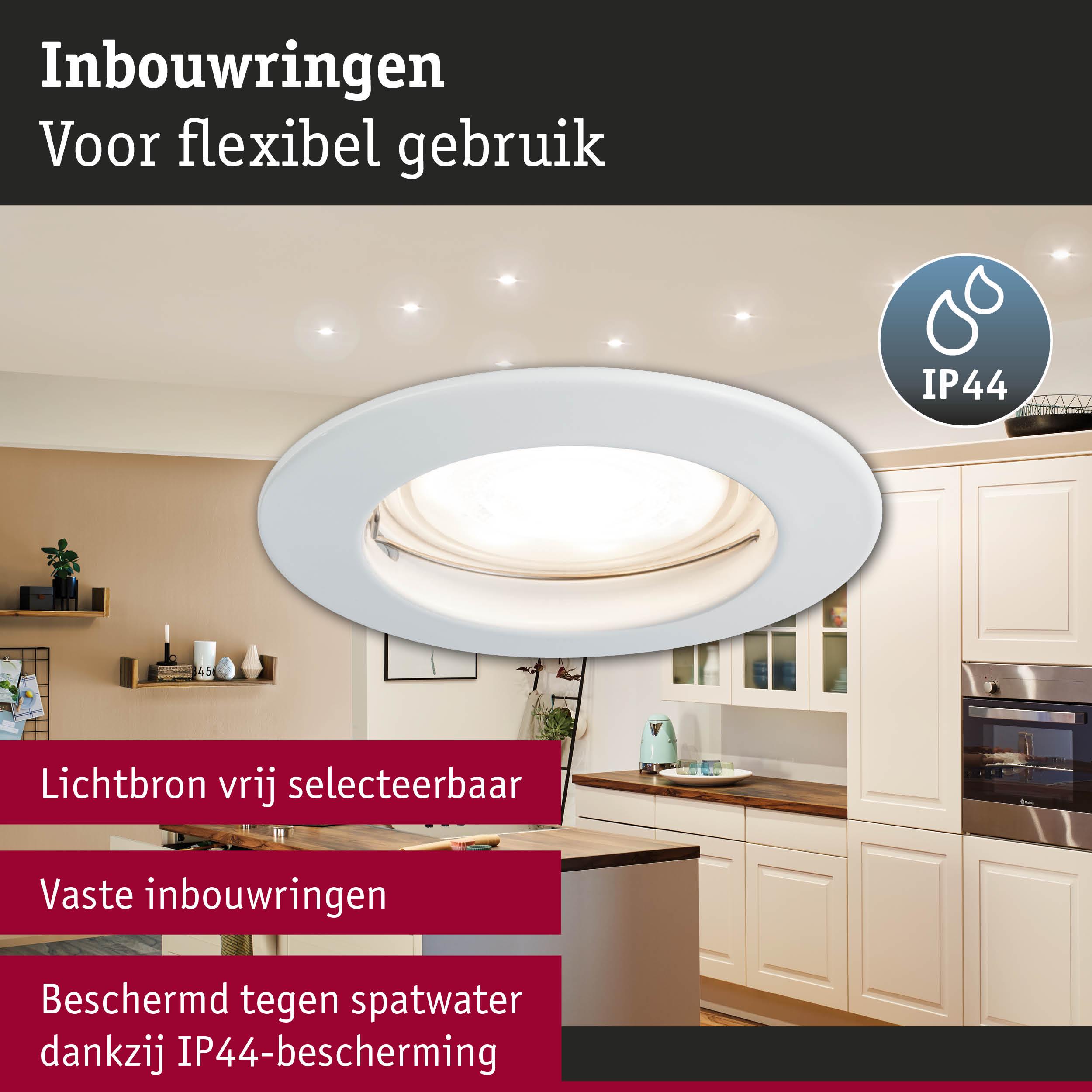 Premium LED-inbouwlamp IP44 rond 79mm GU10 max. 50W 230V dimbaar Wit