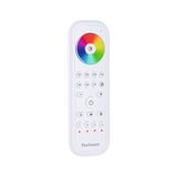Télécommande blanche avec roue chromatique et boutons pour contrôler la lumière LED et les effets