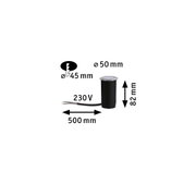 Spot encastré noir de 50 mm de diamètre et 82 mm de hauteur, câble d'alimentation 230 V de 500 mm