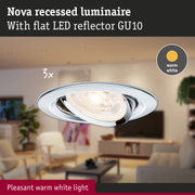 Nova recessed luminaire with flat LED reflector GU10 in white providing pleasant warm white light