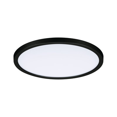 Round LED ceiling light with black frame and white diffuser for modern room lighting
