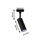 Zwarte metalen LED-spot van 106 mm lang en 43 mm diameter voor moderne verlichting