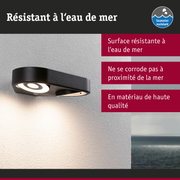 Applique murale extérieure noire en matériau de haute qualité, résistante à l'eau de mer