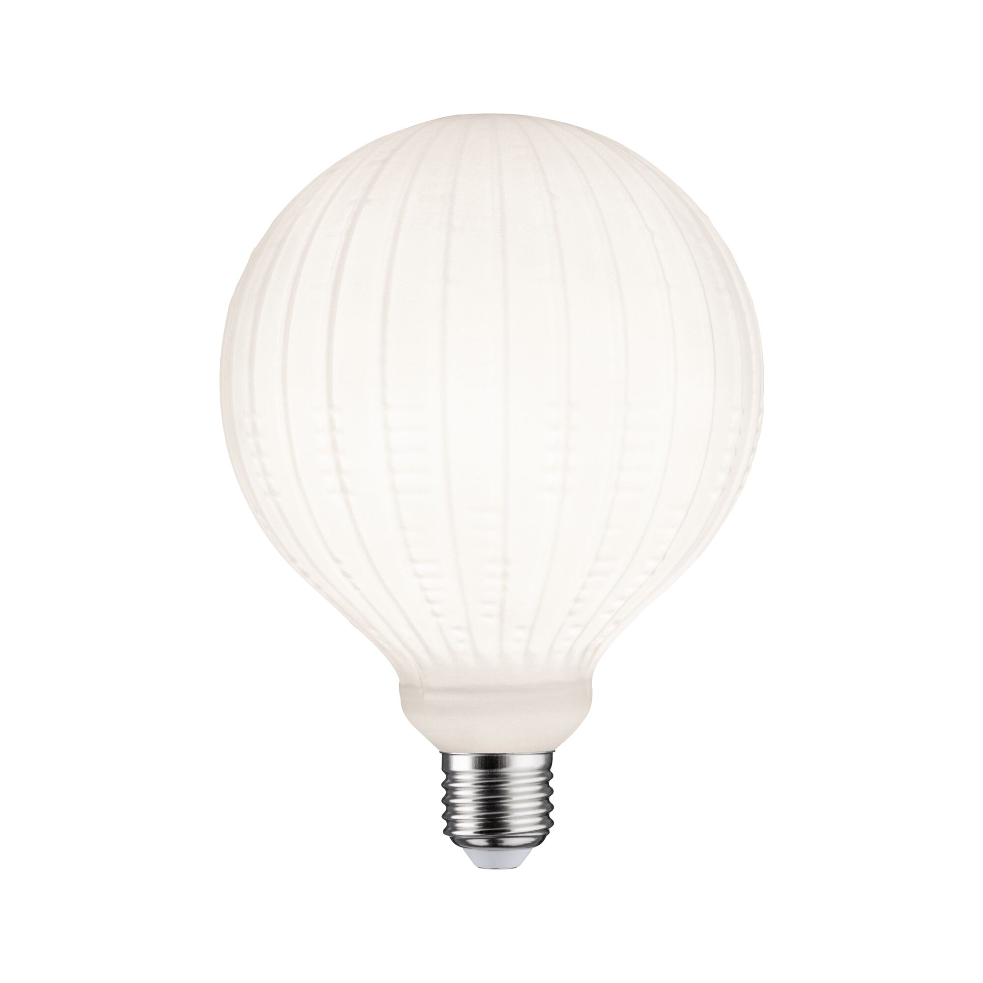 Ronde LED-lamp met wit gestructureerd glas en E27-fitting voor decoratieve verlichting