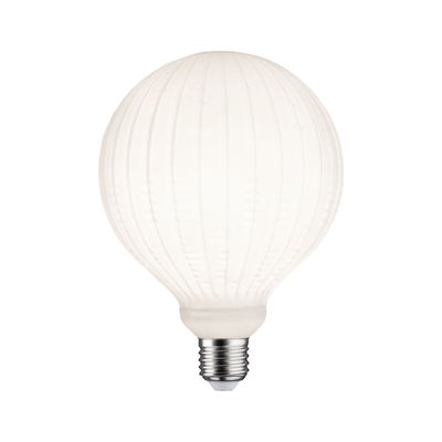 Ronde LED-lamp met wit gestructureerd glas en E27-fitting voor decoratieve verlichting