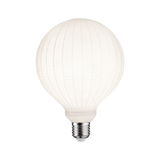 Round LED bulb with white textured glass and E27 base for decorative lighting solutions