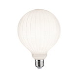 Runde LED-Glühbirne mit weißem, strukturiertem Glas und E27-Fassung für dekorative Beleuchtung