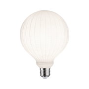 Round LED bulb with white textured glass and E27 base for decorative lighting solutions