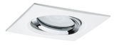 Square recessed spotlight in white plastic with adjustable chrome reflector for LED lighting