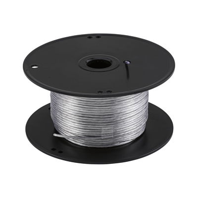 Spool with transparent cable on black plastic core for lighting and electronic projects