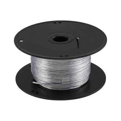 Spool with transparent cable on black plastic core for lighting and electronic projects