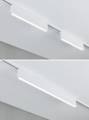 Moderne weiße LED-Schienenleuchte aus Metall mit warmweißem Licht für Innenräume