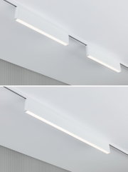 Modern white metal LED track light with warm white illumination for indoor use