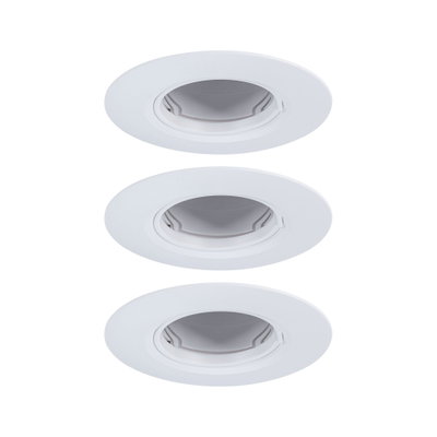 Trois spots encastrés blancs en plastique avec inserts orientables pour éclairage LED flexible