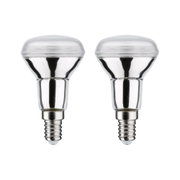 Zwei silberne LED-Reflektorlampen mit E14-Sockel für energiesparende Beleuchtung