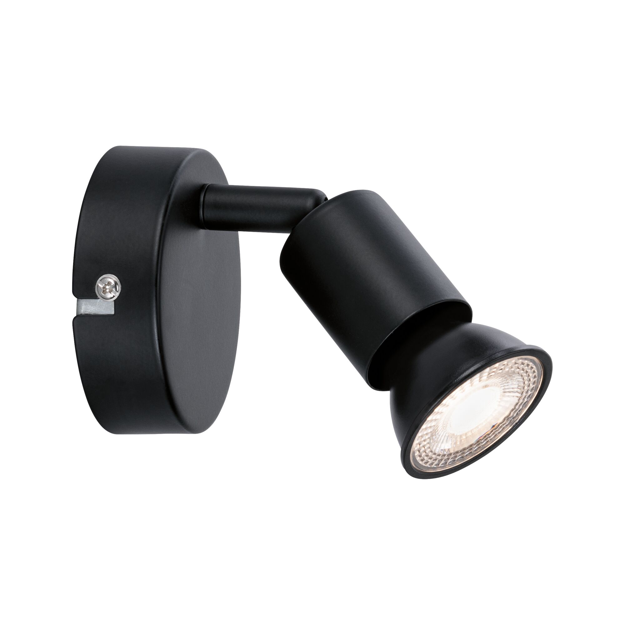 Black metal LED wall spotlight with adjustable head for focused lighting in interiors