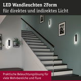 Moderne LED-Wandleuchten 2Form in Schwarz mit direktem und indirektem Licht an Treppenwand