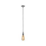Pendant lamp with vintage bulb and silver metal socket for stylish indoor lighting