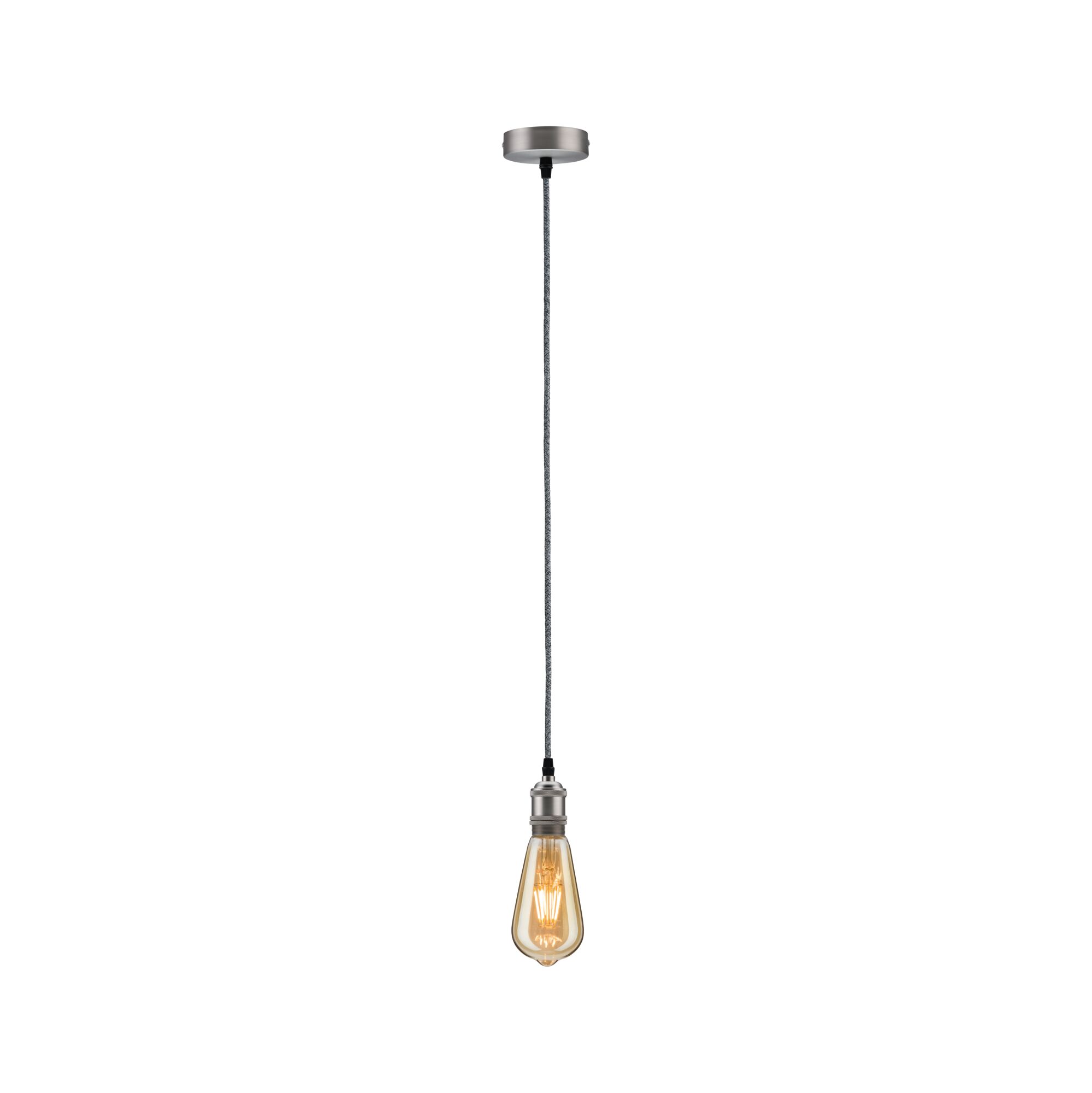 Pendant lamp with vintage bulb and silver metal socket for stylish indoor lighting