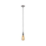Pendant lamp with vintage bulb and silver metal socket for stylish indoor lighting