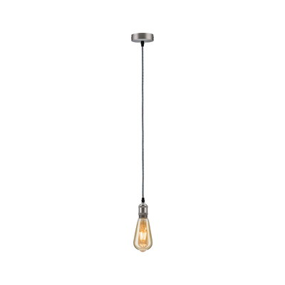 Hanglamp met vintage gloeilamp en zilverkleurige metalen fitting voor stijlvolle binnenverlichting