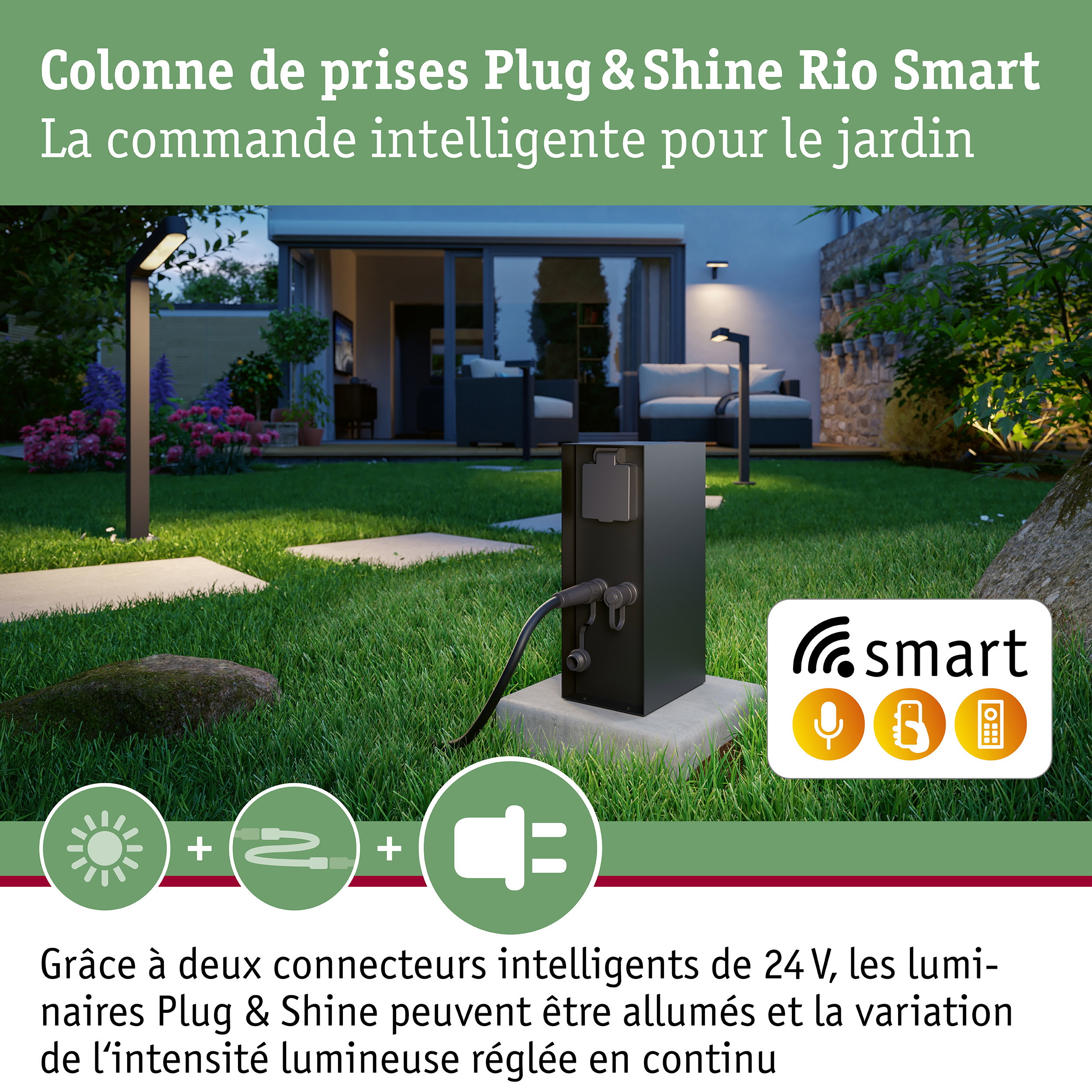Plug & Shine Colonne de prises Rio incl. transformateurs IP44 Anthracite
