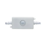 White plastic housing with integrated motion sensor and cable connections for light control