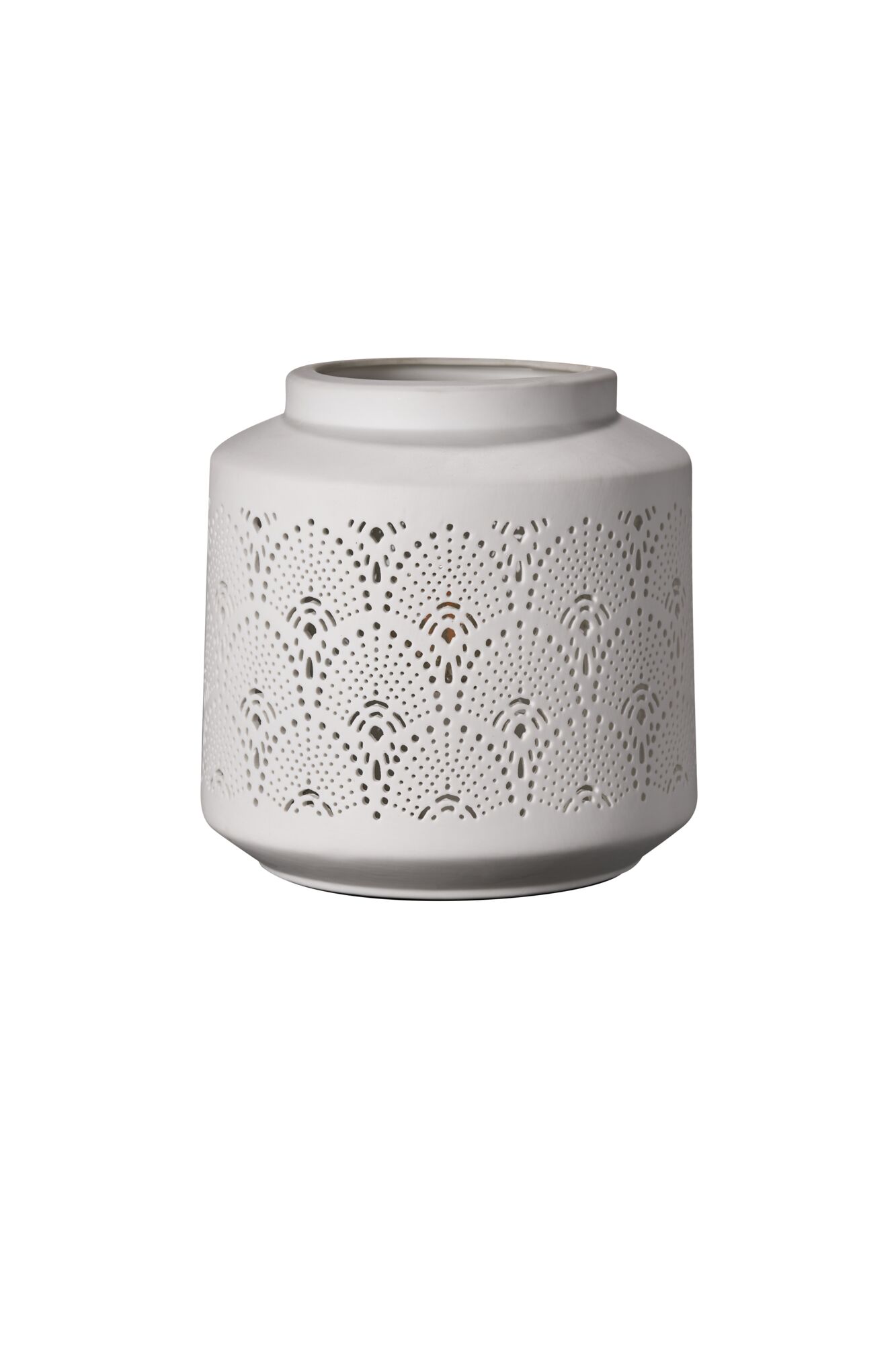 Pauleen Table luminaire Pretty Sunkiss E14 max. 20W Matt white White ceramic lantern holder with delicate perforated patterns for ambient lighting