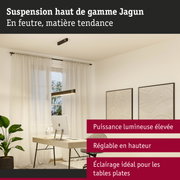 Suspension noire en feutre avec hauteur réglable, idéale pour bureau et salon moderne