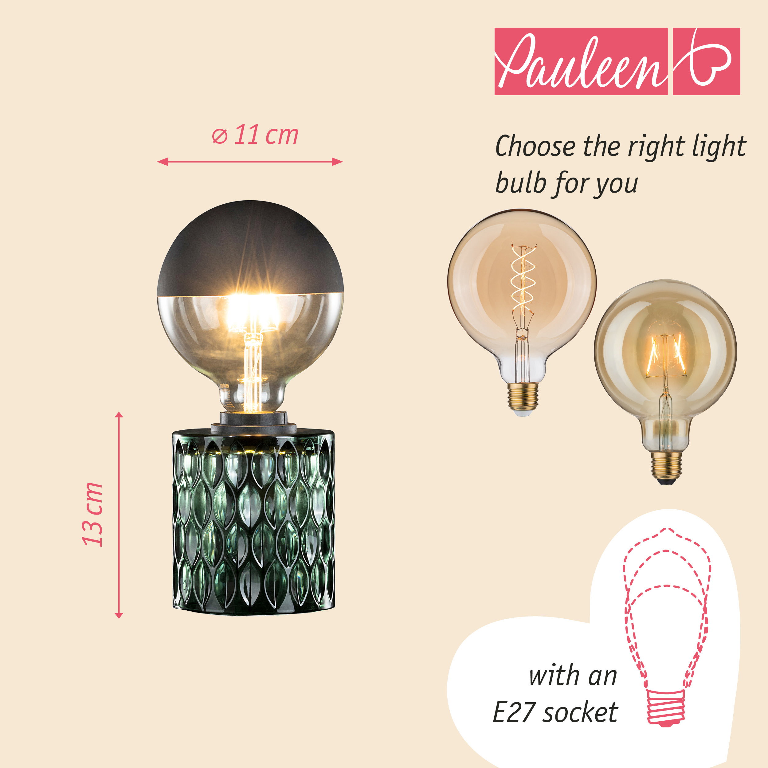 Paulmann Pauleen Table lamp Crystal Magic E27 max. 20W Green