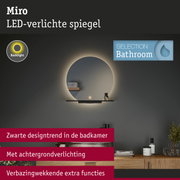 Ronde Miro LED-verlichte badkamerspiegel met zwarte rand en sfeerverlichting achterzijde