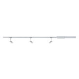 Three-light silver aluminium LED track for modern home lighting and interior design