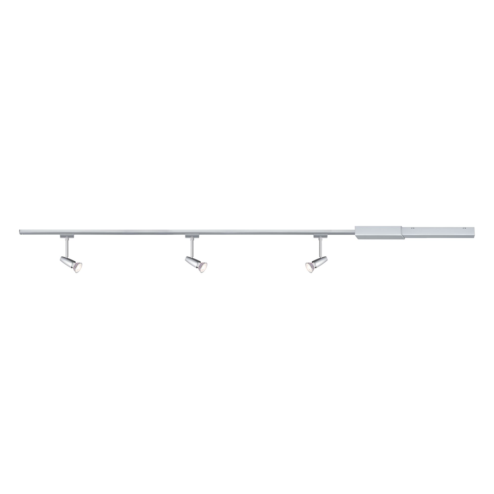 Three-light silver aluminium LED track for modern home lighting and interior design