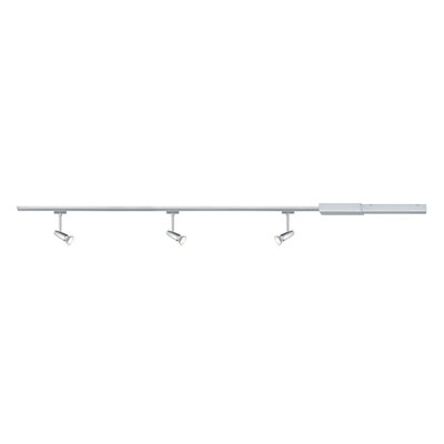 Three-light silver aluminium LED track for modern home lighting and interior design