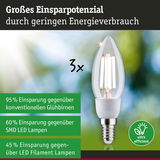 Energiesparende LED-Lampe mit klarer Glaskolbenform und E14 Sockel, hohe Effizienz und Einsparpotenzial