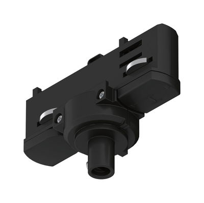 Black plastic housing with cylindrical connector for LED lighting systems