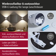 Wiederaufladbare weiße LED-Wandleuchte mit austauschbarem Akku und USB-C-Ladung für langes Licht